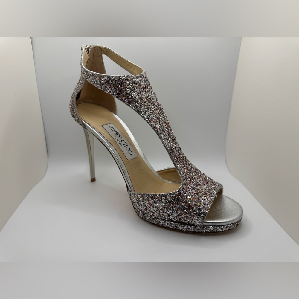 Jimmy Choo Lana 100 Camelia Multi Glitter Heels – EU 39 - Like New!! - Picture 5 of 11